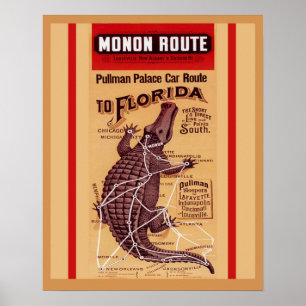Poster Vintage Alligator Railroad Route