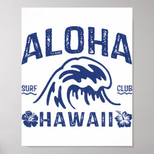 Poster Vintage Aloha Hawaï Vague Surf Plage Hawaïenne Sur
