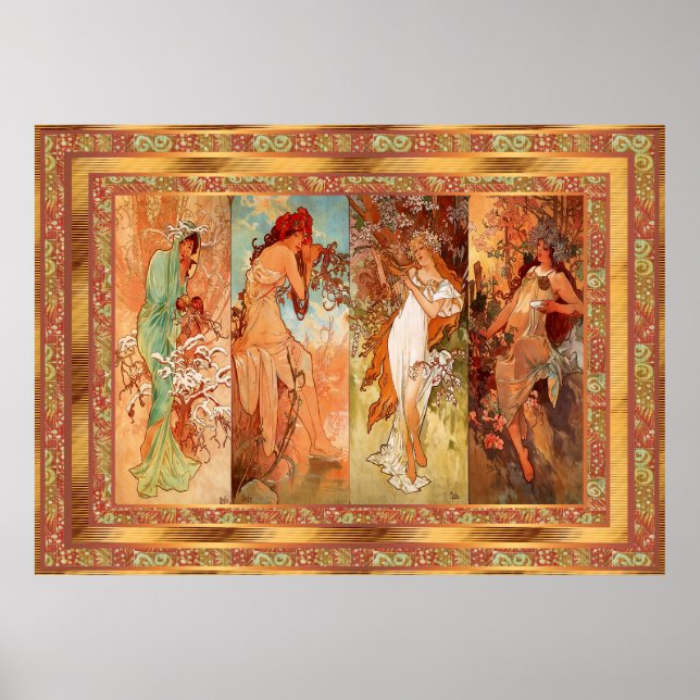 Poster Vintage Alphonse Mucha Panel Art Nouveau (Front)