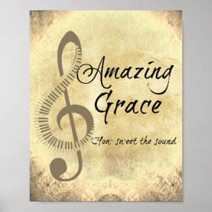 Poster Vintage Amazing Grace How Sweet the Sound