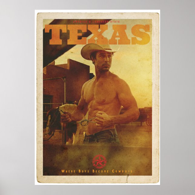 Poster vintage American Cowboy (Devant)