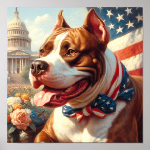 Poster Vintage American Pit Bull Terrier Peinture