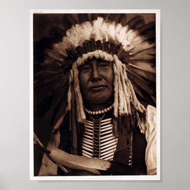 Poster vintage amérindien, hibou jaune (Devant)