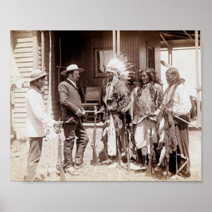 Poster vintage amérindien sur Elk debout