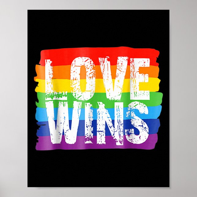 Poster Vintage Amour Win Arc en Ciel de Paix Pride Lesbia (Devant)