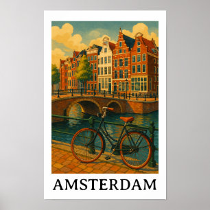 Poster Vintage Amsterdam - Retro Travel Design