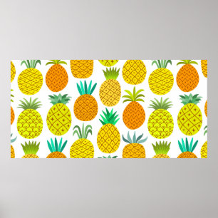 Poster vintage ananas sans soudure motif isolé sur whi