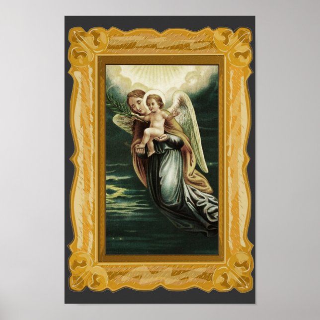 Poster Vintage Ange Gardien Avec Jésus (Devant)