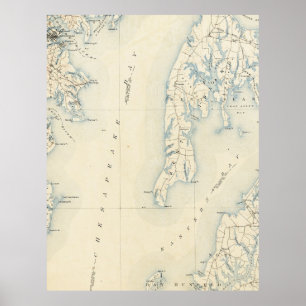 Poster Vintage Annapolis MD & Chesapeake Bay Map (1902)