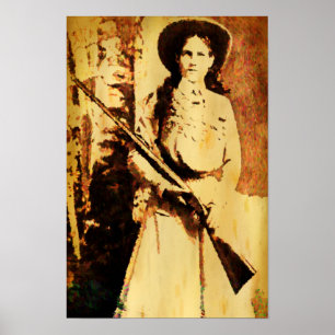 Poster Vintage Annie Oakley Oil Grunge Canvas Print