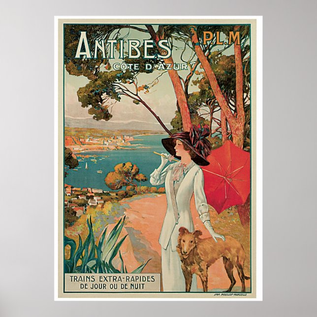 Poster Vintage Antibes Côte d'Azur (Devant)
