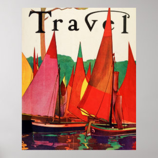 Poster Vintage Antique Italie Travel Magazine Pêche