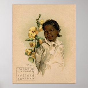 Poster Vintage août 1891 dessin de beaux enfants