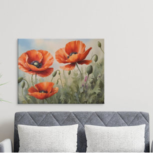 Poster Vintage Aquarelle Poppies Art Élégant Floral