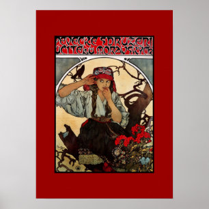 Poster Vintage Art Alfons Mucha Moravian Enseignan