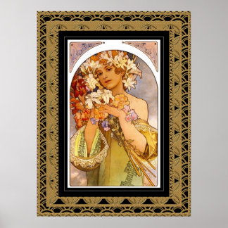 Poster Vintage Art Alphonse Mucha With Frame