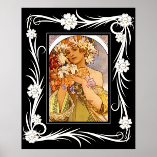 Poster Vintage Art Alphonse Mucha With Frame