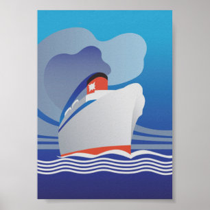 Poster vintage Art déco de bateau de croisière