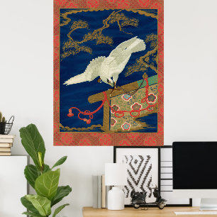 Poster Vintage Art du Japon Faucon Blanc G.A. Audsley