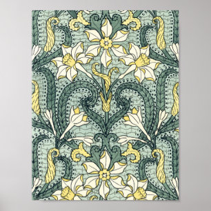 Poster Vintage Art Nouveau Daffodil Narcisse Fleurs