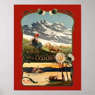 Poster Vintage Art Nouveau Switzerland Travel Tourism