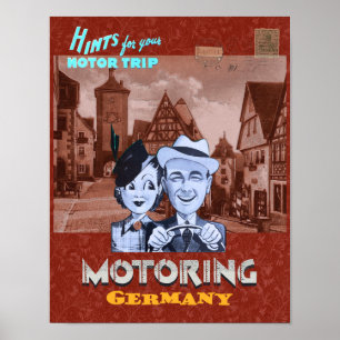 POSTER VINTAGE ART RECYCLÉ IMPRIMER MOTORING ALLEMAGNE