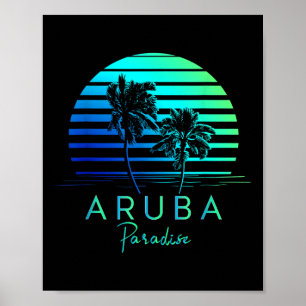 Poster Vintage Aruba Beach Vibes Vacances Souvenir