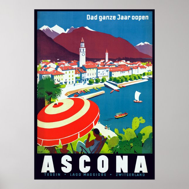 Poster Vintage Ascona Suisse Voyage (Devant)