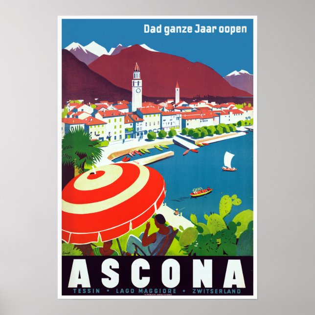 Poster Vintage Ascona Suisse Voyage (Devant)