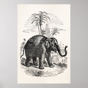 Poster Vintage Asian Elephant Personalized Elephants