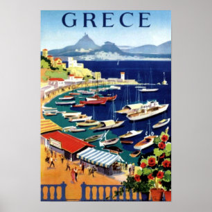 Poster Vintage Athènes Grèce Voyage