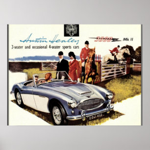 POSTER VINTAGE - AUSTIN HEALEY 3000