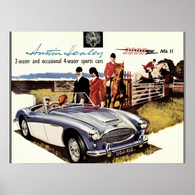 POSTER VINTAGE - AUSTIN HEALEY 3000 (Devant)