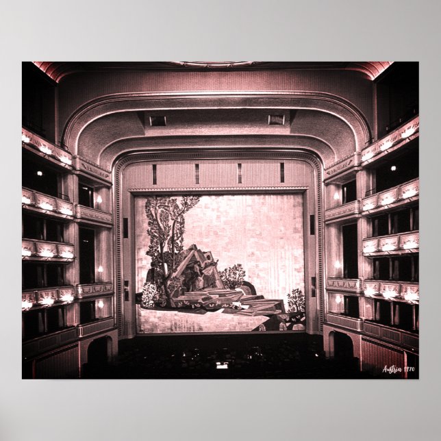 Poster Vintage Austria Vienna Staatsoper opera inside (Devant)