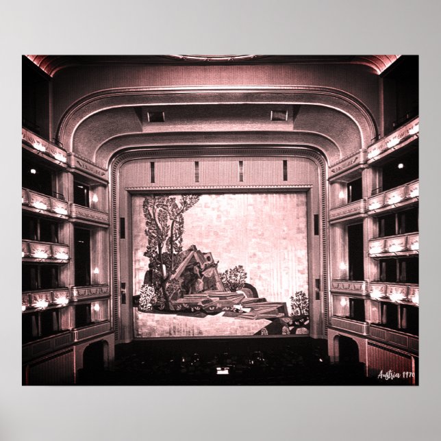 Poster Vintage Austria Vienna Staatsoper opera inside (Devant)