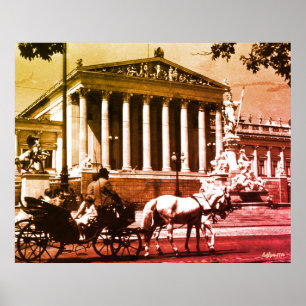 Poster Vintage Autriche parlement de Vienne