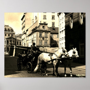 Poster Vintage Autriche Vienne Dreimaderlhaus Fiaker