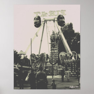 Poster Vintage Autriche Vienne Prater parc d'attractions