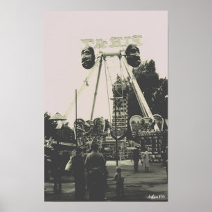 Poster Vintage Autriche Vienne Prater parc d'attractions