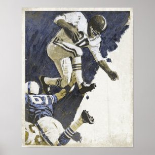 Poster vintage avec Football Emballé à action Impr