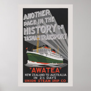 Poster vintage Awatea Nouvelle-Zélande 1930