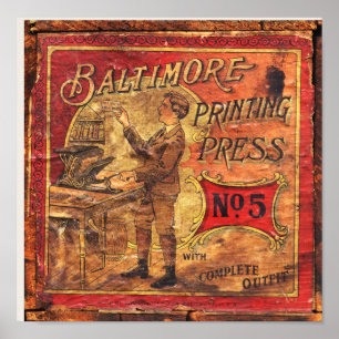 Poster Vintage Baltimore presse à papier presse