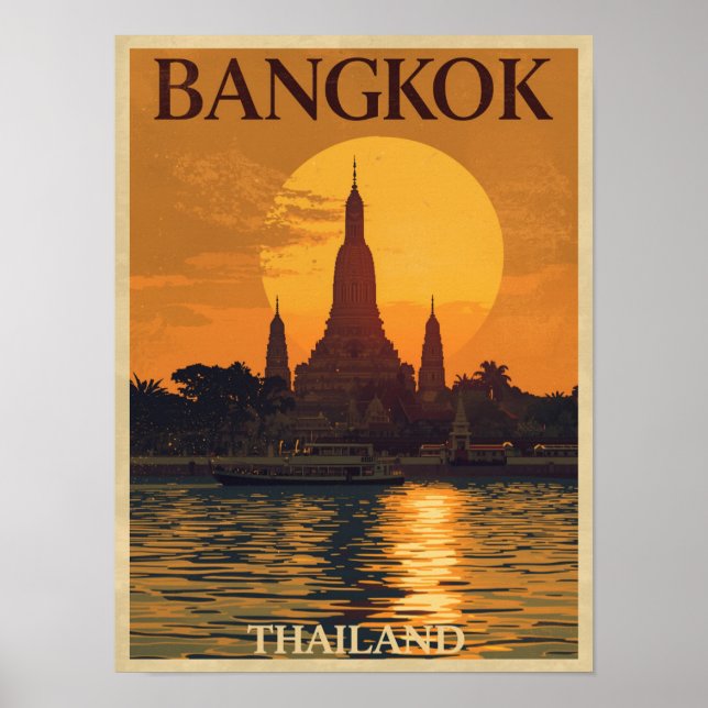 Poster Vintage Bangkok Travel (Devant)
