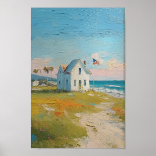 Poster Vintage Beach 4 juillet Americana Independence