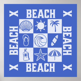 Poster Vintage Beach Vibes -Beach Beach Beach 