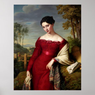 Poster Vintage Belle Dame En Rouge