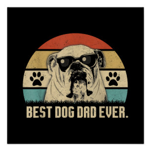 Poster Vintage Best English Bulldog DAD Ever Chemise Père