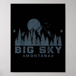 Poster Vintage Big Sky Montana Mt Ski Mountain Outdoor Va