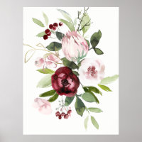Vintage blanc blanc bleu rose bordeaux floral Prot