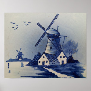 Poster Vintage bleu et blanc